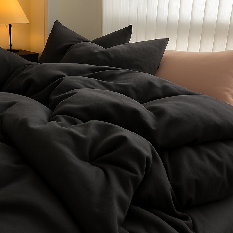 Housse de Couette Noire – Midnight Luxe